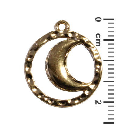 Hammertone Moon Charm / Gold 24K Plated Zamak / with ruler
