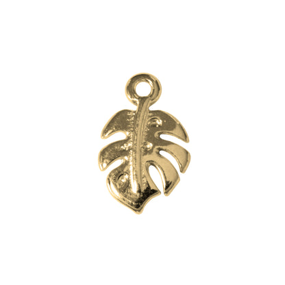 Monstera Charm / 14.5x9.5mm / Gold 24K Plated Zamak