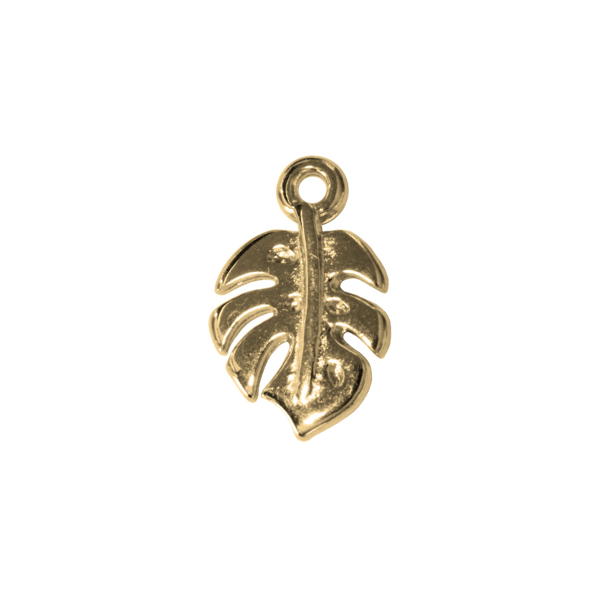 Monstera Charm / 14.5x9.5mm / Gold 24K Plated Zamak / reverse view