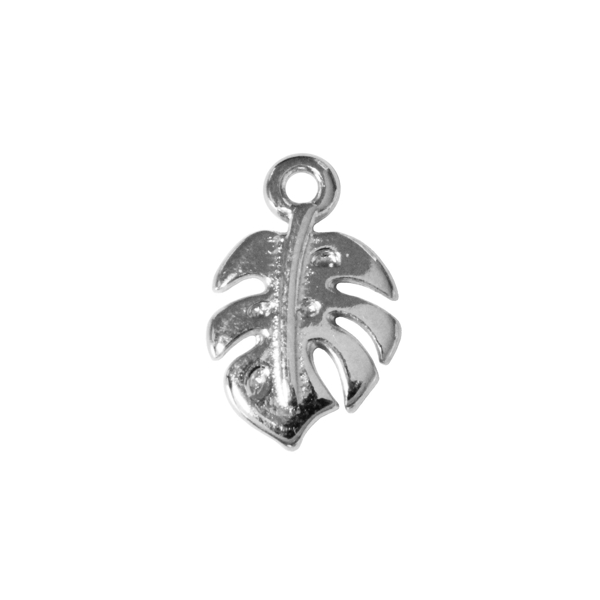 Monstera Charm / 14.5x9.5mm / Antique Silver Zamak
