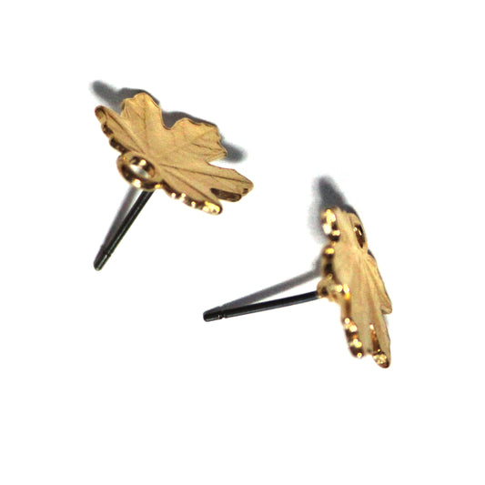 MAPLE LEAF Earring Post / Gold 24K Plated Zamak