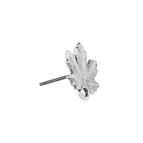 MAPLE LEAF Earring Posts (Pair) / Antique Silver Zamak