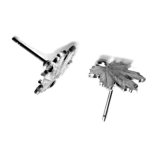MAPLE LEAF Earring Post / Antique Silver Zamak