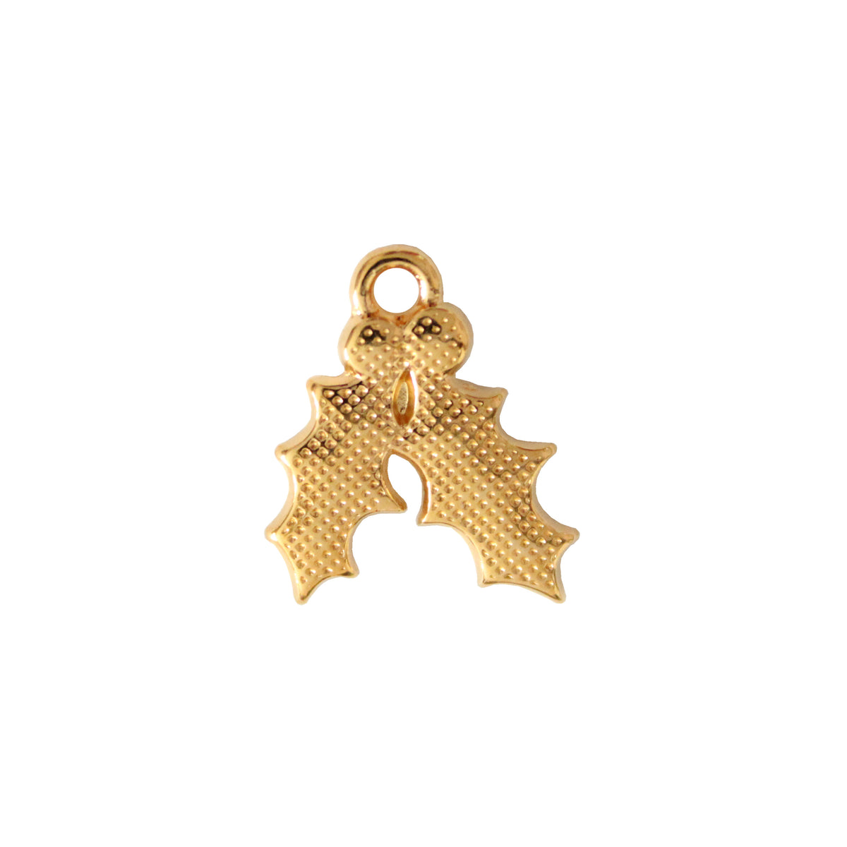 MISTLETOE with Red Glitter / 15mm charm / Gold 24K Plated Zamak / made in EU