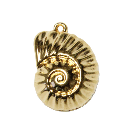 20mm Nautilus Shell Pendant / Gold 24K Plated Zamak