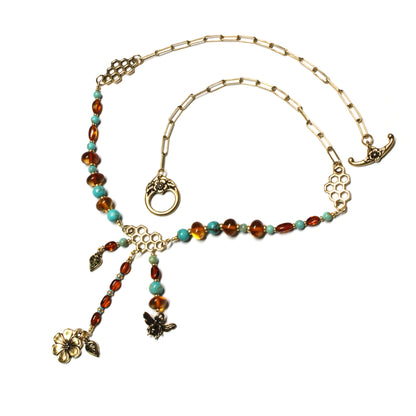Honeybee Baltic Amber & Turquoise Necklace