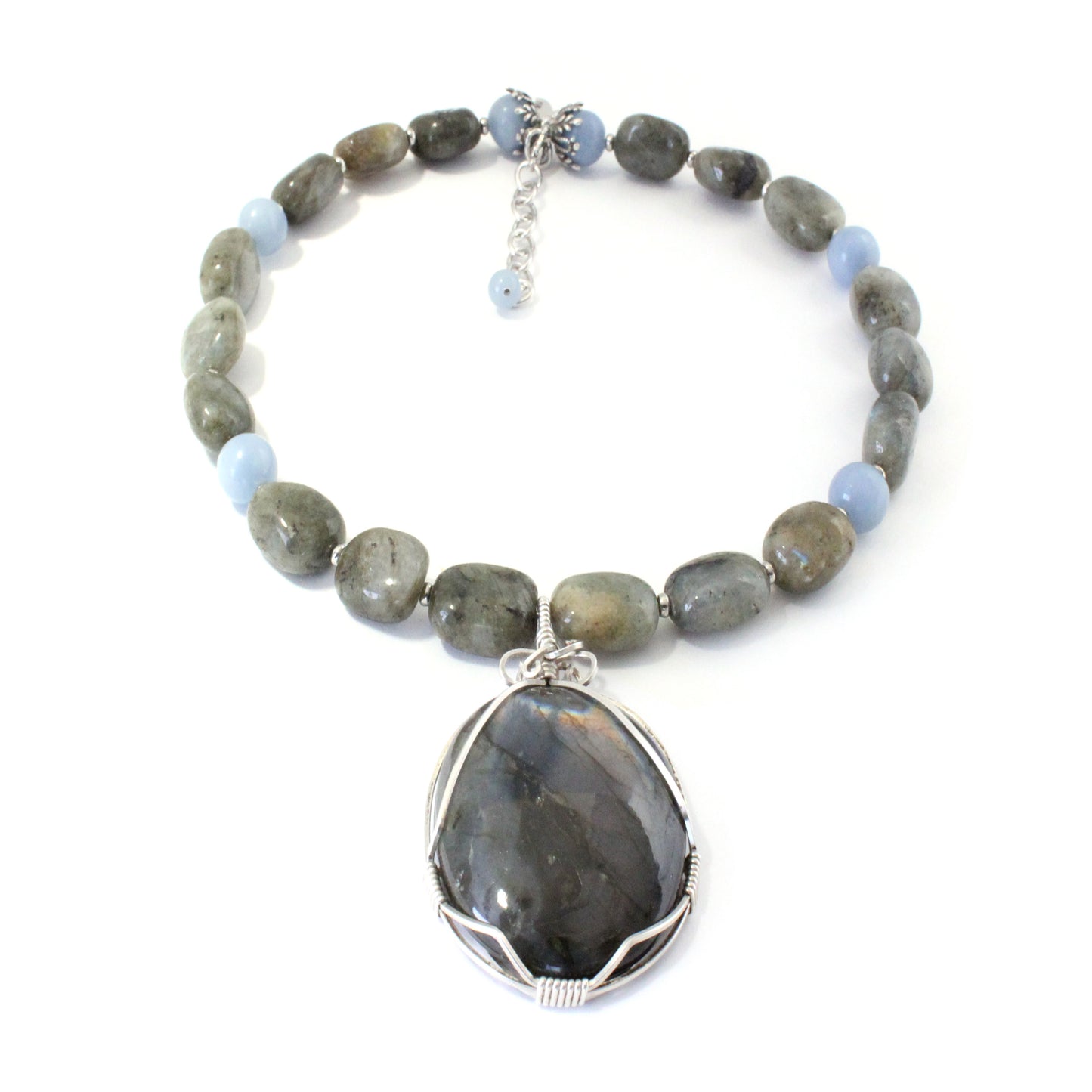 Natural Labradorite Jewelry Set – Necklace, Bracelet & Earrings