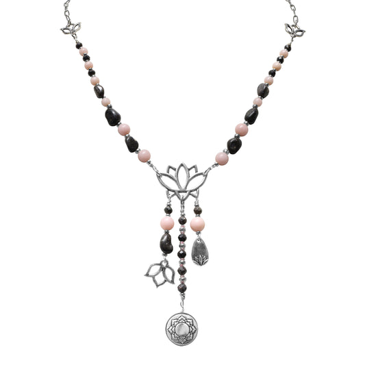 Pink and Black Opal Necklace Chain Necklace 