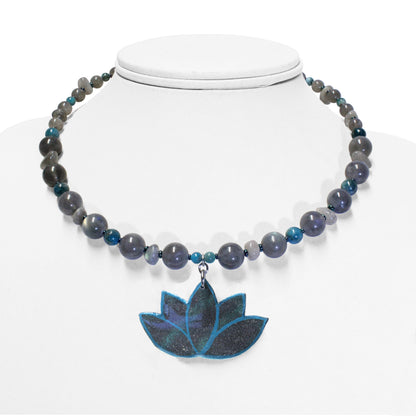 Lotus Necklace with Labradorite & Blue Apatite