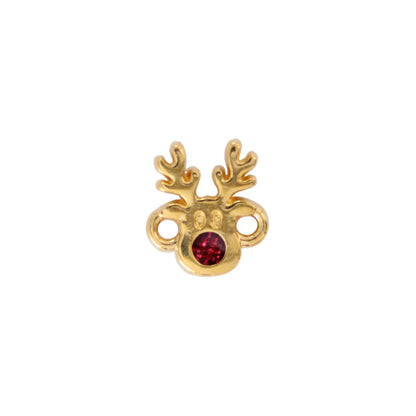 12mm Reindeer Head with red glitter nose connector link