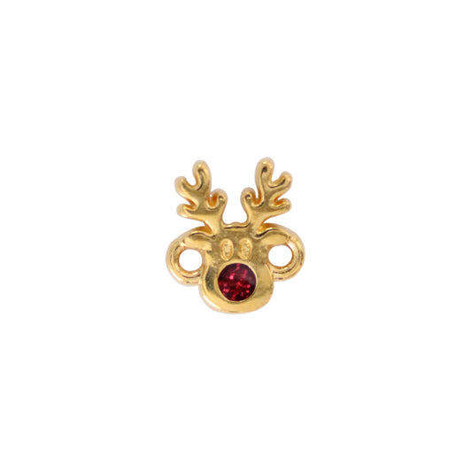 12mm Reindeer Head with red glitter nose connector link