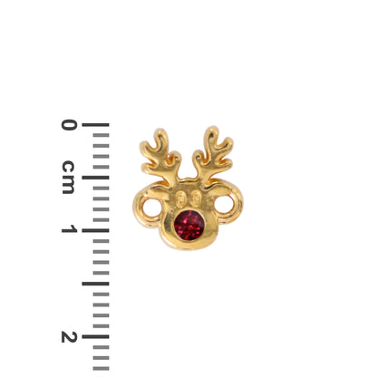 12mm Reindeer Head with red glitter nose connector link / with ruler