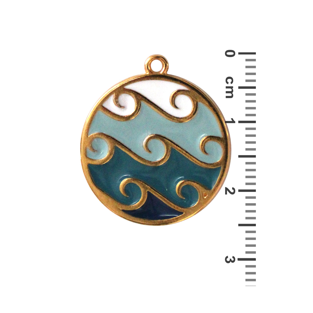 Round Waves Pendant / 25 x 22mm / Gold 24K Plated Zamak with colored interior / made in EU