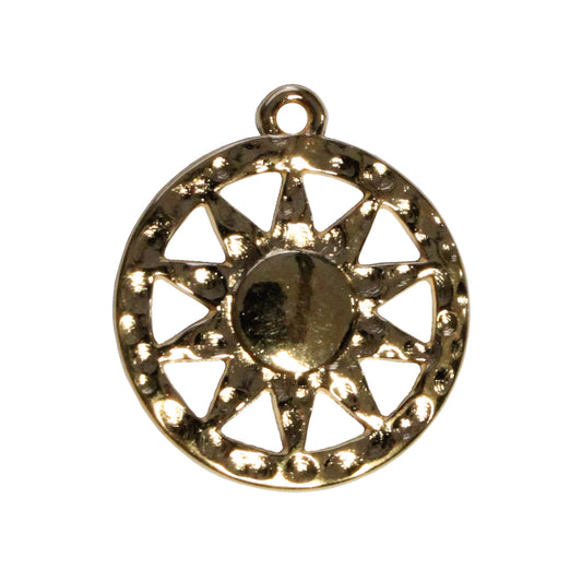 Hammertone Sun Charm / Gold 24K Plated Zamak
