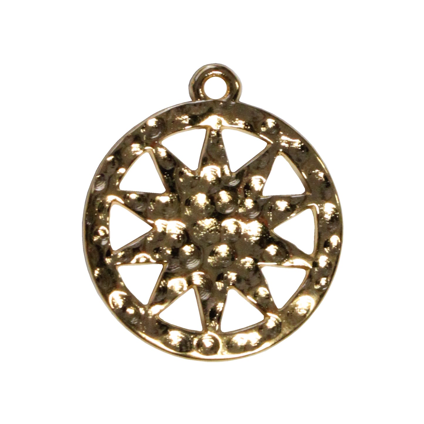 Hammertone Sun Charm / Gold 24K Plated Zamak / reverse view