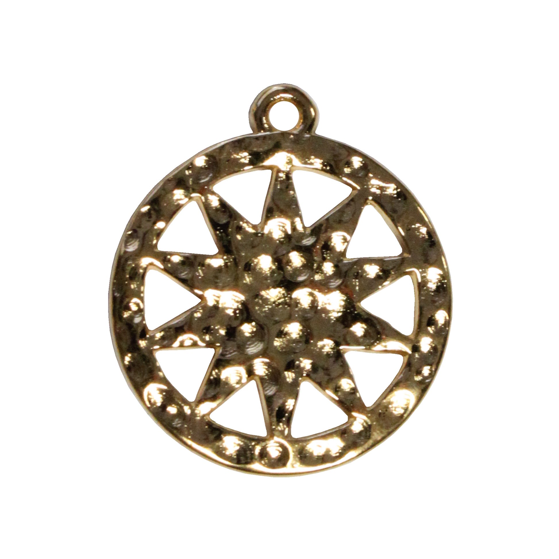 Hammertone Sun Charm / Gold 24K Plated Zamak / reverse view