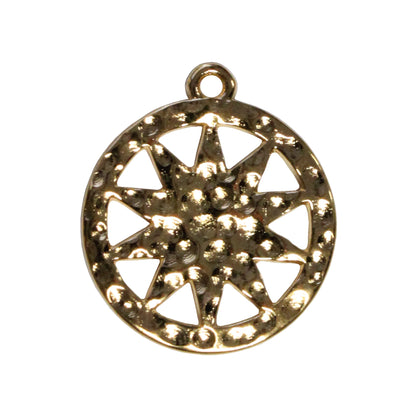 Hammertone Sun Charm / Gold 24K Plated Zamak / reverse view