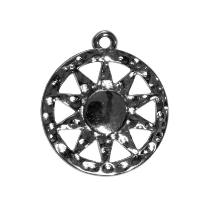 Hammertone Sun Charm / Antique Silver Zamak