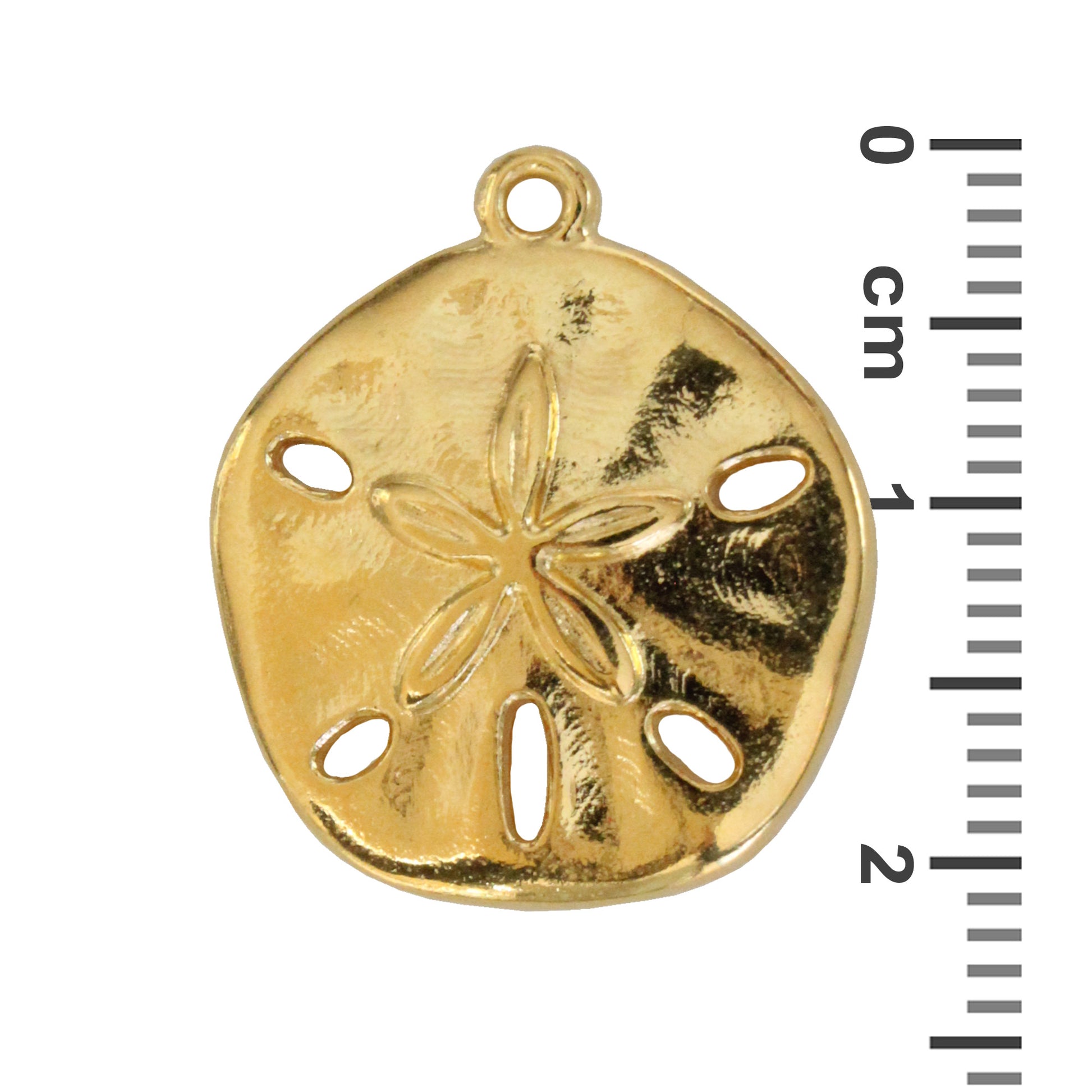 21mm Sand Dollar Charm / Gold 24K Plated Zamak / with ruler