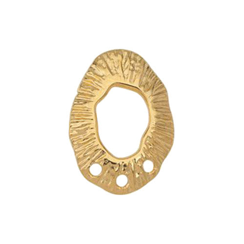 Organic Shell Earring Posts with 3 holes / Gold 24K Plated Zamak