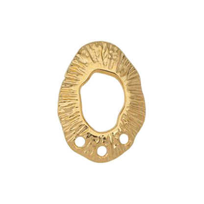 Organic Shell Earring Posts with 3 holes / Gold 24K Plated Zamak