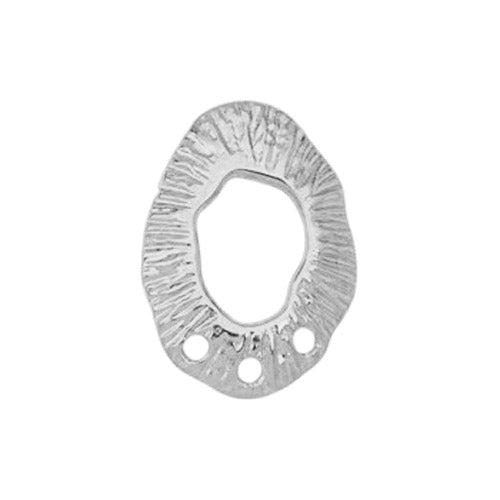 Organic Shell Earring Posts with 3 holes / Antique Silver Plated Zamak