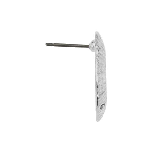 Organic Shell Earring Posts with 3 holes / Antique Silver Plated Zamak / side view