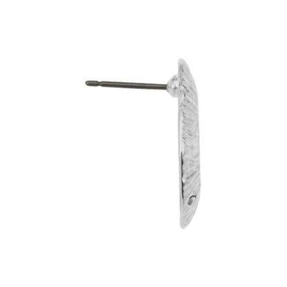 Organic Shell Earring Posts with 3 holes / Antique Silver Plated Zamak / side view