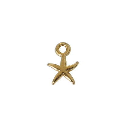 Tiny Starfish Charm / 10x7mm / Gold 24K Plated Zamak / made in EU