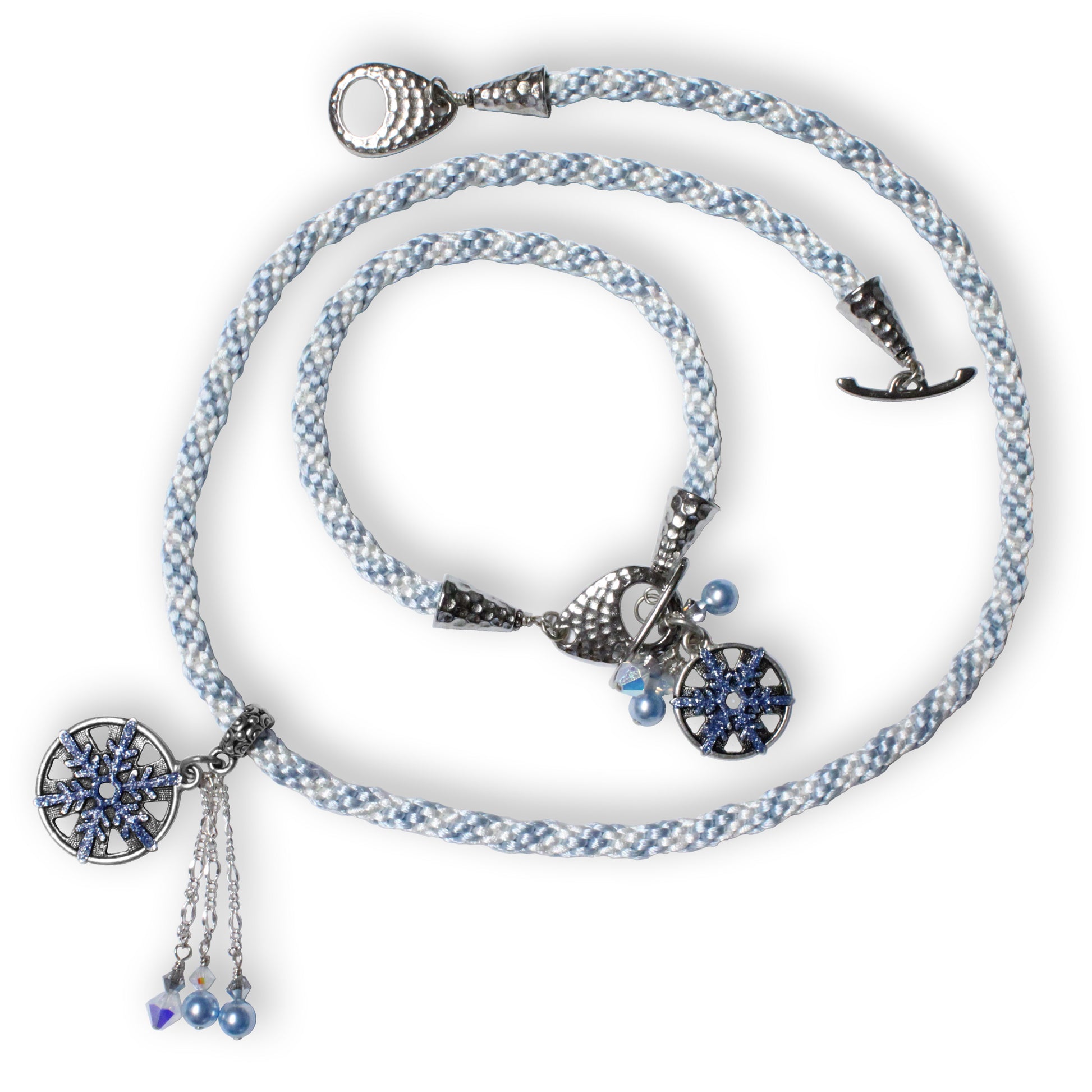 Winter Kumihimo Snowflake Jewelry Set
