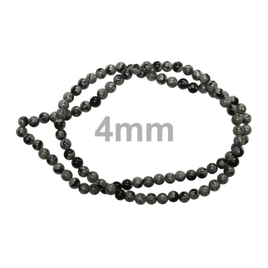 4mm Snowflake Obsidian / 16" Strand / natural / smooth round stone beads