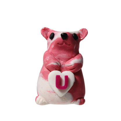 STRAWBERRY LOVE Hamster / hand sculpted polymer clay / choose from figurine, charm or keychain