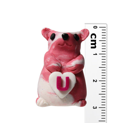 STRAWBERRY LOVE Hamster / hand sculpted polymer clay / choose from figurine, charm or keychain