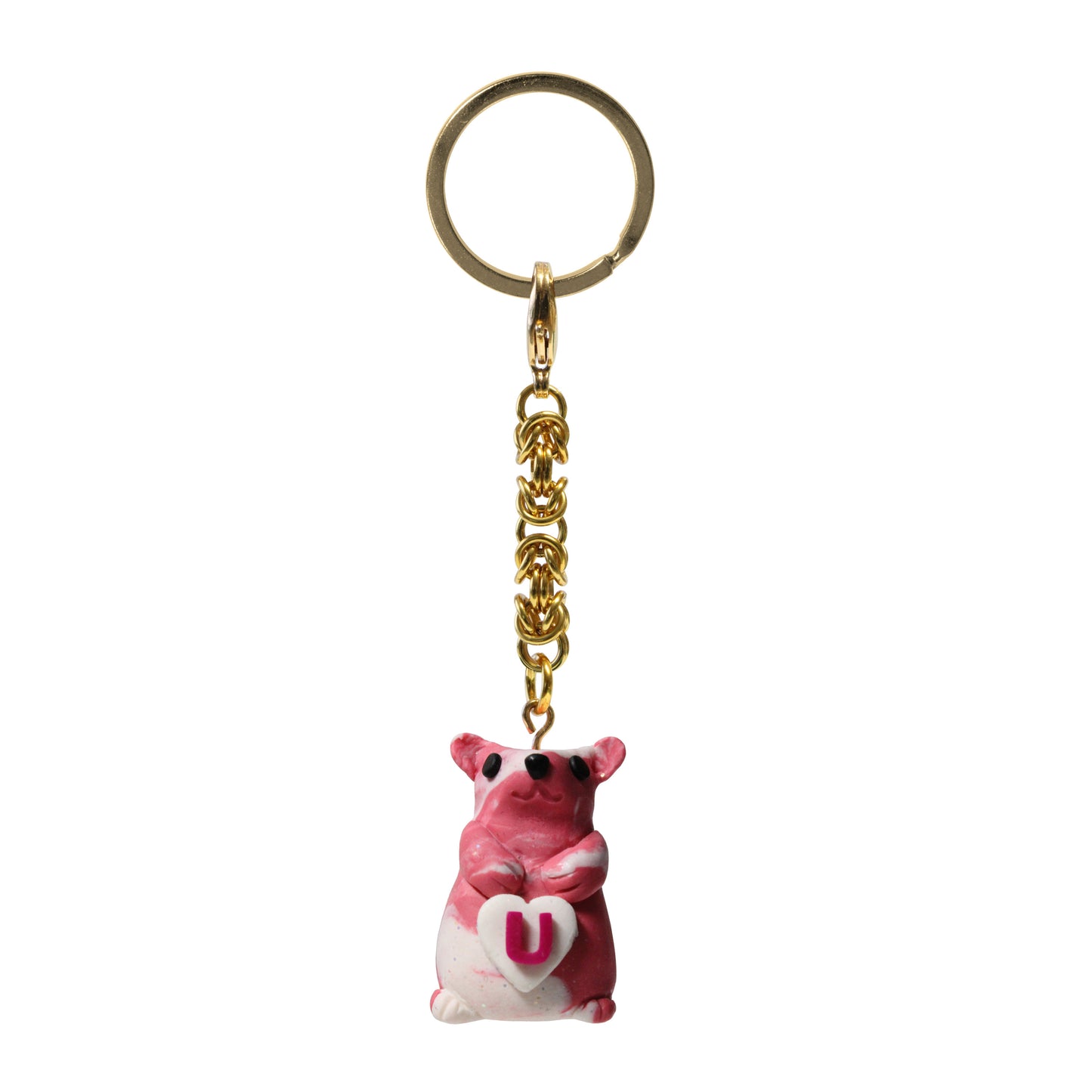 STRAWBERRY LOVE Hamster / hand sculpted polymer clay / choose from figurine, charm or keychain