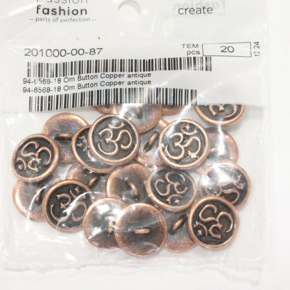 TierraCast Om Button Antique Copper - 20 Pack
