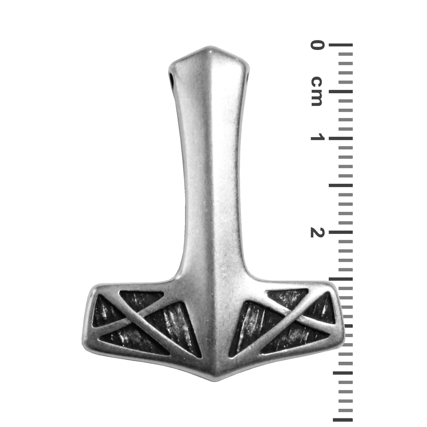Viking Hammer Pendant / Antique Silver Zamak / with vertical ruler