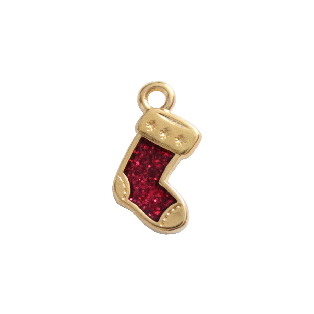 Christmas Stocking Charm with red glitter