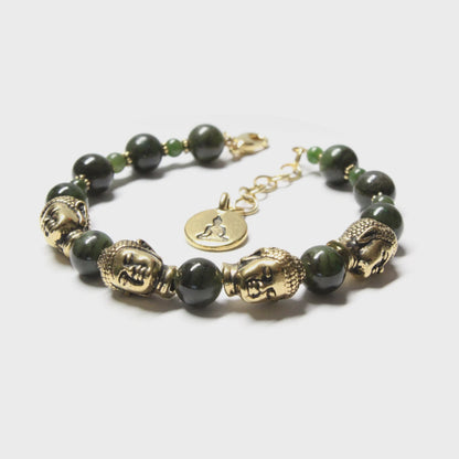 BC Jade Buddha Bracelet / 6.5 to 7.5 Inch wrist size / optional earrings or set