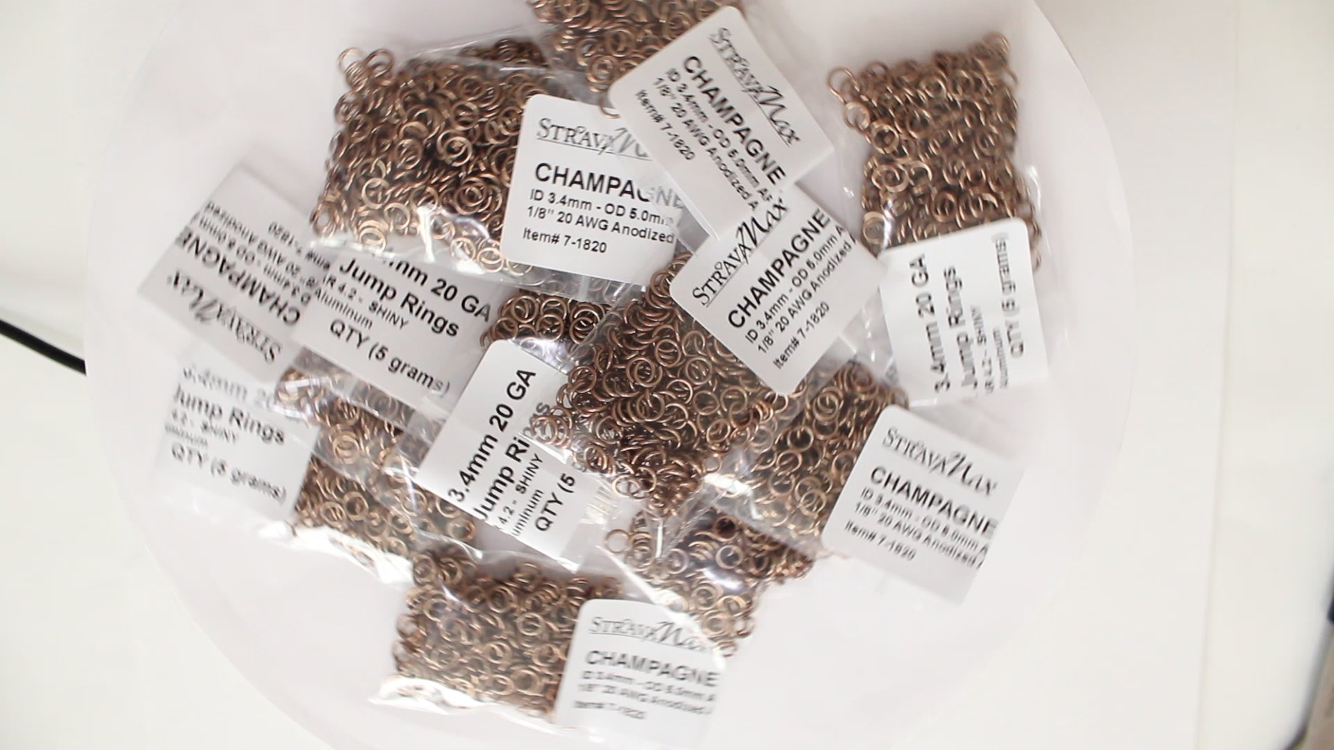 SHINY CHAMPAGNE 3.4mm 20 GA Jump Rings