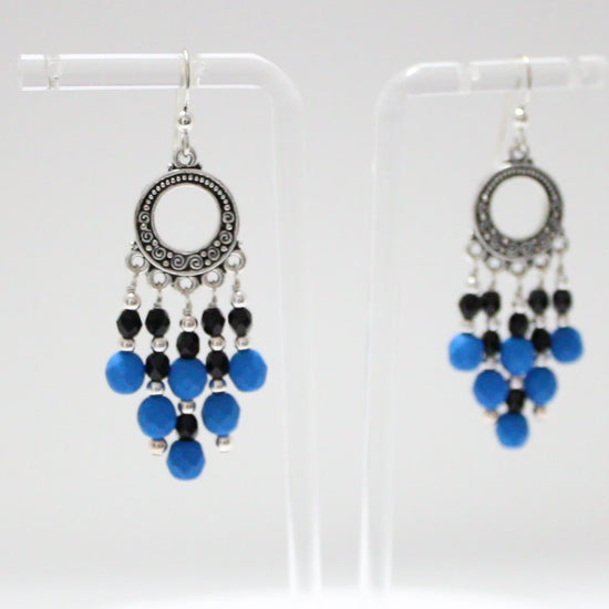 Neon Electric Blue Chandelier Earrings