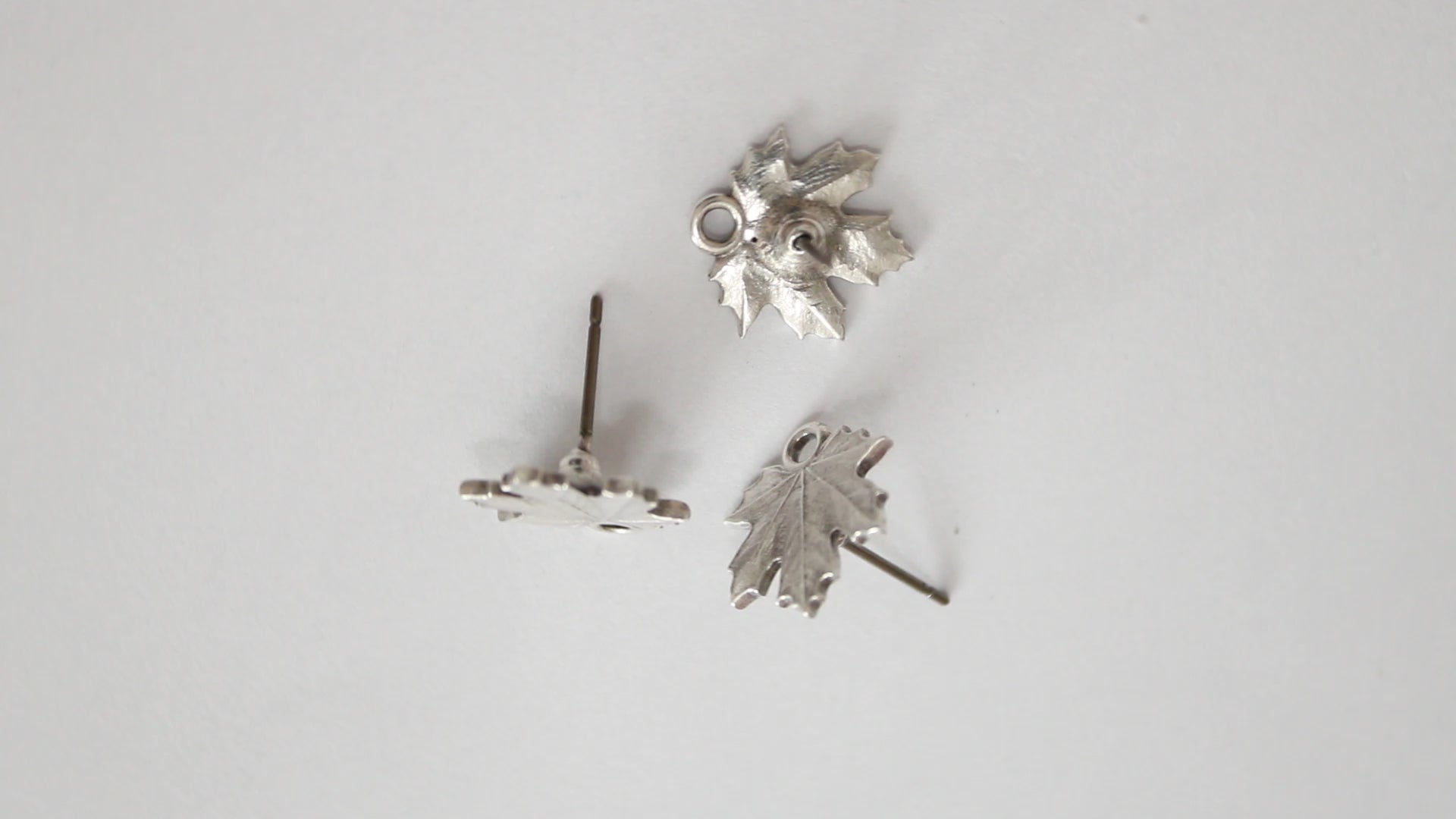 MAPLE LEAF Earring Posts / Antique Silver Zamak