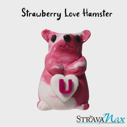 STRAWBERRY LOVE Hamster / hand sculpted polymer clay / choose from figurine, charm or keychain