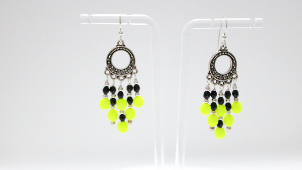 Neon Yellow Chandelier Earrings