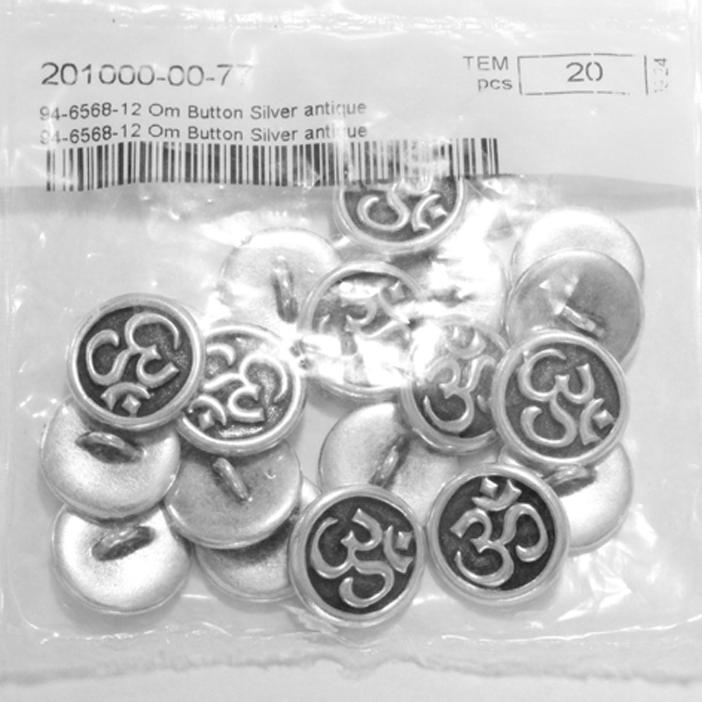 TierraCast Om Button Antique Silver 20 Pack