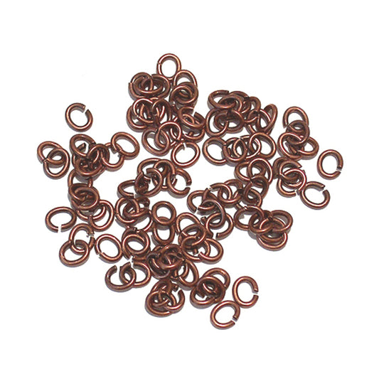 Antique Copper Small Oval Jump Rings / 100 Pack / 2x3mm ID / 20 Gauge / Sawcut / Open / Plated Brass