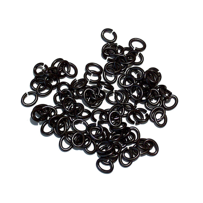 Black Finish Small Oval Jump Rings / 100 Pack / 2x3mm ID / 20 Gauge / Sawcut / Open / Plated Brass