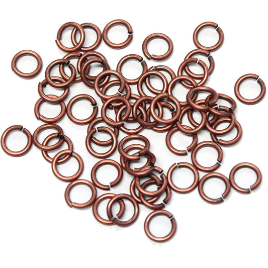Antique Copper 5mm ID Round Jump Rings / 100 Pack / 16 Gauge / Sawcut / Open / Plated Brass