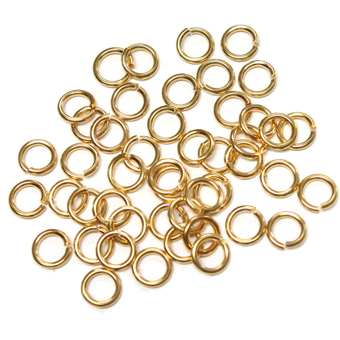 Gold Plate 5mm ID Round Jump Rings / 100 Pack / 16 Gauge Sawcut Open Plated Brass