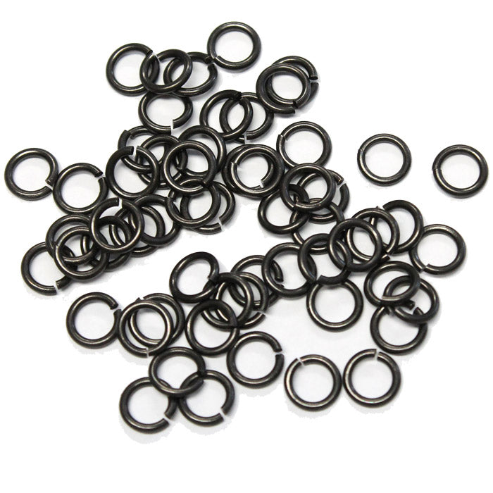Black Finish 5mm ID Round Jump Rings / 100 Pack 16 Gauge Sawcut Open Plated Brass