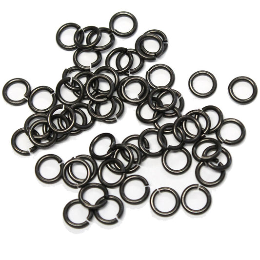 Black Finish 5mm ID Round Jump Rings / 100 Pack / 16 Gauge / Sawcut / Open / Plated Brass